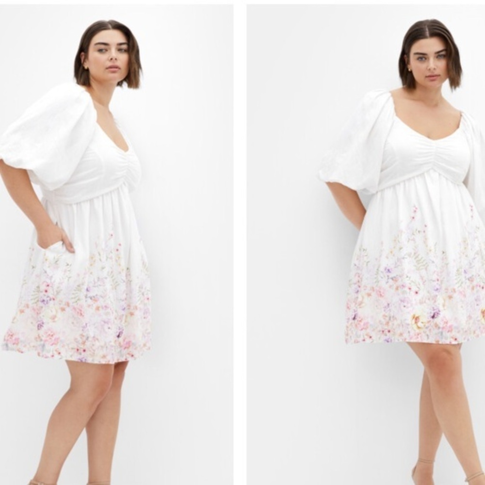 City Chic White Floral Midi Dress